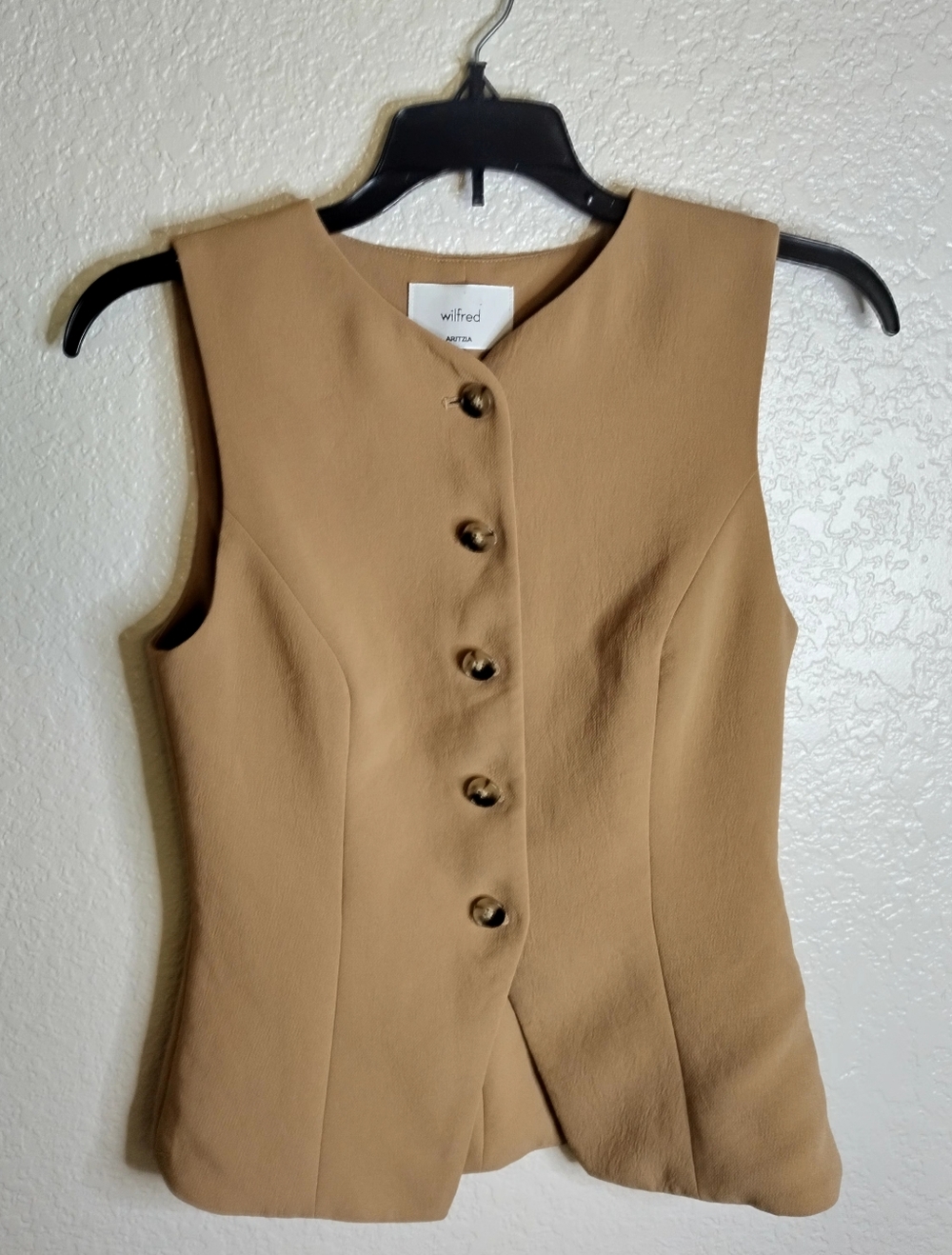 Aritzia Wilfred Regal Button Down Vest Crepette Sz 2 - Picture 2 of 8